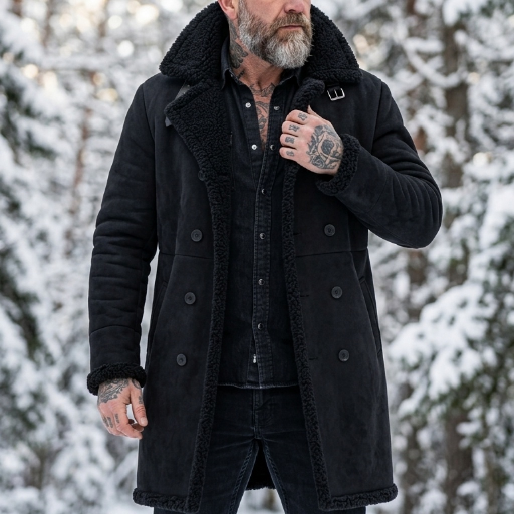 Outdoor Hunting Coat - Herenjas van imitatiesuède met bontvoering, winddicht,