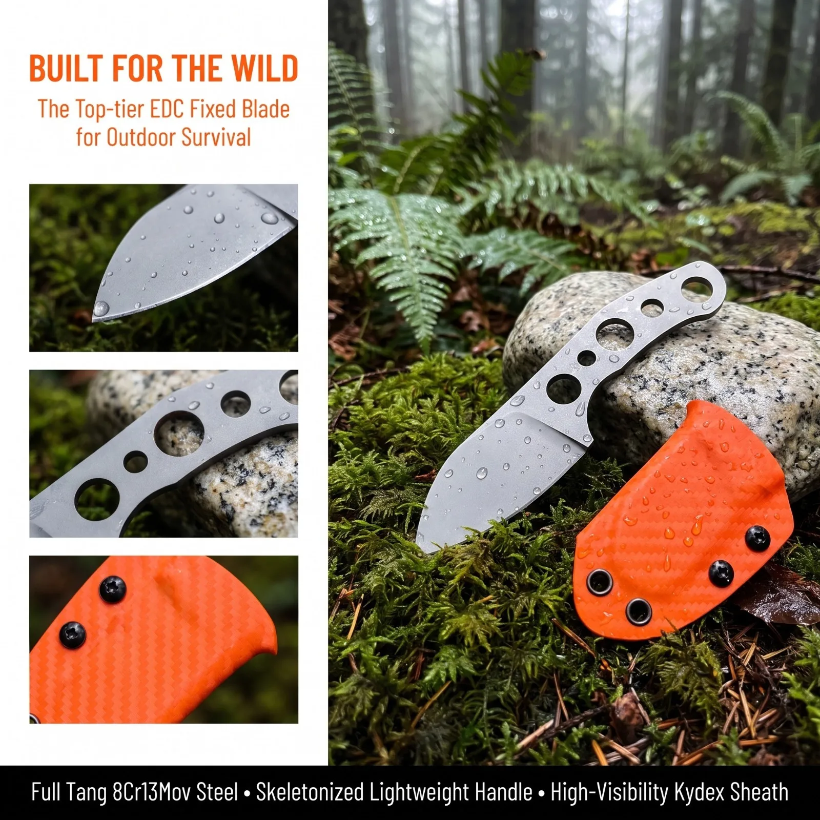 Full-Tang roestvrijstalen EDC  - Knife Hunting Fixed Blade recensie en prijs