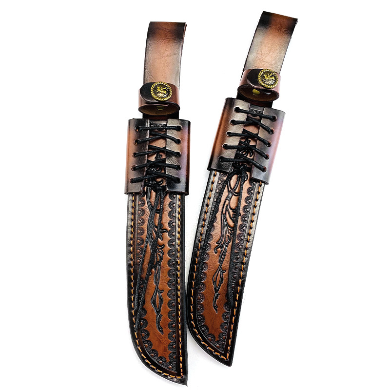 Echte koeienhuid messchede met - Knife Hunting Fixed Blade recensie en prijs